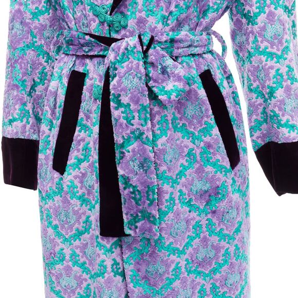 Gvgv tapestry jacquard velvet belted robe coat - Picture 2 of 6